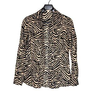 Michael Kors Zebra Print Button Down Blouse Size 6 Women’s Animal Print Top